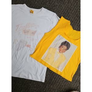 2 Vintage Michael Jackson T-Shirts THRILLER Youth Med Original 80s Single Stitch